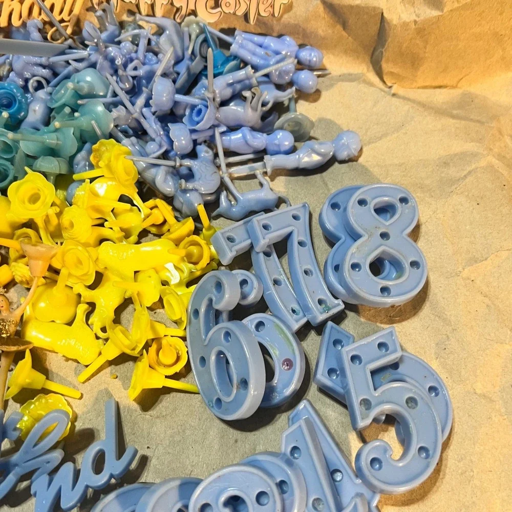 Vintage Mixed Lot Plastic Cake Toppers Numbers Ballerinas Flamingos Multi Color